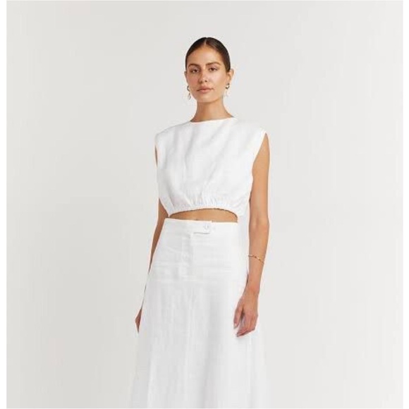 DISSH DYLAN LINEN CROP TOP white - Picture 3 of 10